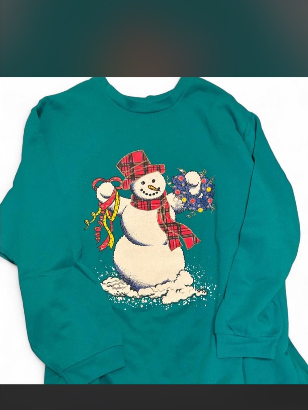 ❄️VINTAGE 90s MADE IN USA SNOWMAN GLITTER PRINT SWEATSHIRT❄️☃️